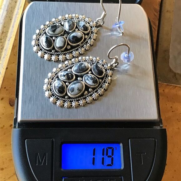 White Buffalo Sterling Silver Dangle Earrings - Picture 7 of 7